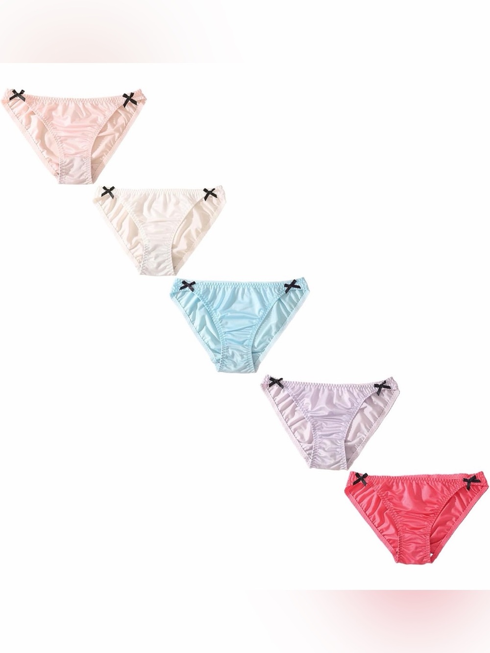 5-Pack Women's Pastel Bikini Panties - Pink, Cream, Light Blue, Lavender, Coral